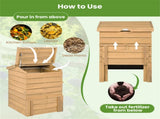 33 Tall Solid Wood Composter with Easy Top & Bottom Access, Decorative Compost Bin for Garden Waste 00889107