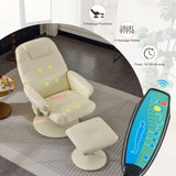 011-Massage Recliner Chair with Ottoman, 360&deg Swivel PU Leather Reclining Chair with Wrapped Base W2636P262427