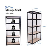 Storage Shelves - 5 Tier Adjustable Garage Storage Shelving, Heavy Duty Metal Storage Utility Rack W1790120828