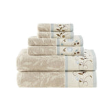 ZNTS Embroidered Cotton Jacquard 6 Piece Towel Set B03598766