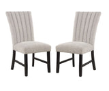 ZNTS Unique Contemporary Gray Boucle Fabric Set of 2pc Dining Chairs Black Wooden Legs Parson Side Chair B011P234754