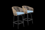 Outdoor Bar Stools Set of 2, 2-Piece Patio Bar Stools Armrests, All Weather Rattan Bar Chairs W640P256795