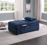 Modern Lift Top Storage Bench with Pull-out Bed 1pc Dark Blue Velvet Tufted Solid Wood Furniture B011P170003