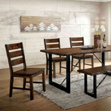 ZNTS Walnut Finish Solid wood Industrial Style Kitchen Set of 2 Dining Chairs Slat Back Chairs B01178727