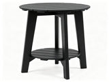 2-Tier Eucalyptus Wood Patio Side Table, Rustic Slatted Outdoor End Table with Bottom Storage Shelf, 79458197