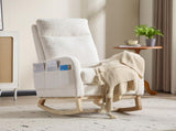 Modern Accent Rocking Chair Rocking Chair with Solid Wood Legs, Upholstered Nursery Glider Rocker, 88024389