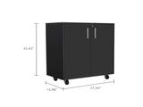 Multistorage Cabinet 35" H, two doors, two interior shelves, four wheels, Black B097133012