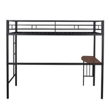 ZNTS Twin Metal Loft Bed with Desk, Ladder and Guardrails, Loft Bed for Bedroom, Black MF286452AAB