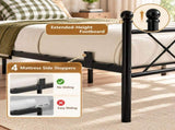 82.7"54" Full Metal Platform Bed Frame, X-Design Headboard & Footboard with LED Lights, USB & 81340836