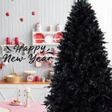 Artificial 7ft Black LED-lit Christmas Tree with 1916PE/PVC Mixed Branch Tips,Hinged Premium & 81307615