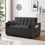 ZNTS Modern Velvet Loveseat Futon Sofa Couch w/Pullout Bed,Small Love Seat Lounge Sofa w/Reclining W1359P183643