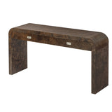 U_STYLE 60''Wooden Entryway Table with Burl Veneer, Console Table with 2 Large Drawers and Metal N711P216235P