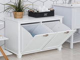 Tilt-Out Laundry Sorter Cabinet, Bathroom Storage Organizer white-AS Prohibited 20011717