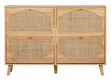 2 rows of 4 dump buckets with high feet arched rattan surface shoe cabinet density board with 90680718