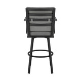 Don 26" Outdoor Patio Swivel Counter Stool in Black Aluminum with Gray Cushions B2736P268522