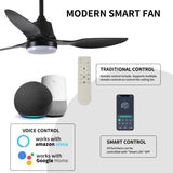 ZNTS 42" Smart Ceiling Fan with Lights Remote,Silent DC Motor,Voice Control via Alexa Google WIFI W2352P224329