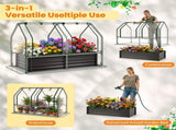 4 x 2 x 3 FT 3-in-1 Galvanized Raised Garden Bed with PVC Greenhouse Cover, Metal Elevated Planter 12288308