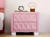 Elegant Velvet Nightstand with 2 Drawers and Crystal Handle, Storage Bedside Table with 65270189