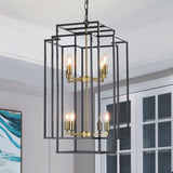 (Same as W1340142524/L1018-G) 8-Lights Black & Gold Lantern Tiered Pendant Light Fixtures, W1340P206664
