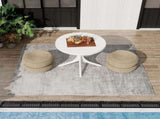 Summer - Modern White Round Plastic Table 36 Inch Indoor/Outdoor Dining Table & Coffee Table, W3450P323346