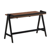 ZNTS Writing Desk with USB Ports in Walnut and Black B016P164969