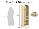 8-Tier Arched Dome Display Rack Particleboard Melamine-Faced Bookshelf 15.75*11.81*70in Oak 13117068