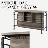 Antique Oak and Sandy Grey 5-Shelf Kitchen Island B062P209301