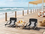 Black Set of 2 Folding Beach Chairs with Mesh Back Carry Bag & Cup Holder for Outdoor Camping Lawn 29944345