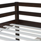 Full Rubber Wood Loft Bed with Ladder,Espresso W504P228818