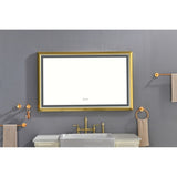 48x30 Inch LED Frontlit Bathroom Mirror with Metal Frame, Wall Mounted Vanity Mirror with Smart 52931184