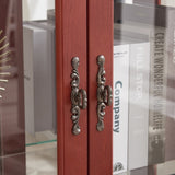 2 Doors Curio Cabinet with Tempered Glass Doors, Curio Cabinets with Mirrored Back Panel and W2275P177196