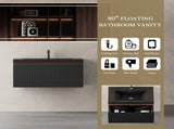 30'' Floating Bathroom Vanity with Sink, Wall-Mounted Striped Bathroom Storage Cabinet with W1573P265196