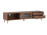 Modern TV Stand for 75" TV, TV Console with 2 Glass Doors, Entertainment Center with 2 Drawers & 53145432