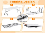 5FT Foldable Picnic Table, HDPE Top 400LBS Capacity Camping Table with Handle, White 10852127