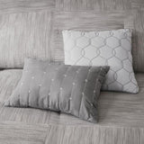 7 Piece Printed Seersucker Comforter Set Grey Queen B03597114