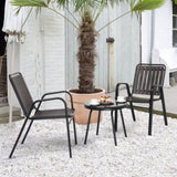 3-Piece Patio Bistro Set, Outdoor Furniture Set with 2 Stackable Patio Dining Chairs and Glass 31111029