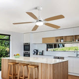 indoor Modern 52 Inch Ceiling Fan With Dimmable 6 Speed Wind 5 Blades Remote Control Reversible DC 09307403