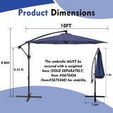 ZNTS 10 ft. Steel Cantilever Offset Outdoor Patio Umbrella with Crank Lift - Blue W2181P181961