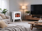 White Modern Electric Fireplace, Freestanding Heater with Realistic LED Flame & 750W/1500W Dual Heat 51314517