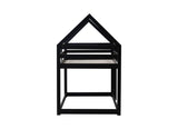 Twin over Twin Rubber Wood Floor Bunk Bed, with ladder,Guardrails,House-Shaped-Bunk Bed, Black W504P206865