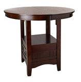 ZNTS Dining Table Round Counter height Dining Table w Shelve 1pc Table Only Solid wood Dark Rosy Brown B01182192