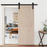 ZNTS 36 in. x 84 in. Unfinished Sliding Barn Door with 6.6FT Barn Door Hardware Kit & Handle ,K 87386193