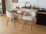 33.25" Swivel Counter Stools Set of 2, Upholstered Counter Height Bar Stools with Solid Rubber Wood WF532109BGE