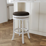 30" Bar Stool, White Finish, Charcoal Fabric Seat B04660745