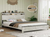 Fully floating bed frame LED lights and charging station cushion platform bed frame, large bed, W636P317329