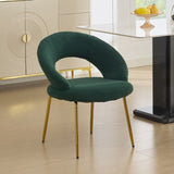 061-Set of 1 Teddy Fabric Chairs With Curved Backrest and Golden Metal Legs for Kitchen or W527P255488