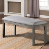 ZNTS Gray Color Dining Bench Padded Seat 1pc Bench Kitchen Dining Room Wire-Brushed Finish B011P246318