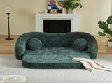 86-inch Curved Convertible Sofa Recliner, 2-in-1 Frameless Folding Sofa Bed with Pull-Out Base and W3505P452833
