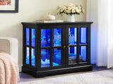 LED Curio Display Cabinet, Antique Display Cabinet with Adjustable Shelves, Retro Design Quality 02623610