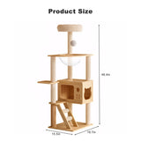 48.8" Modern Cat Tower, Wood Cat Tree Tower for Indoor Cats, Cat Treewith Sisal-Covered Scratching W3101P314628